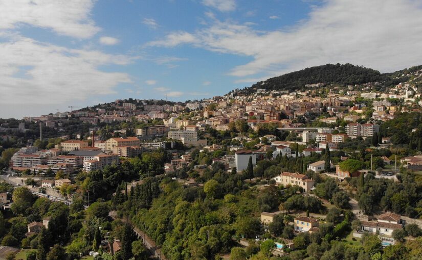 Panoramic view of the town of Grasse in southern France.
